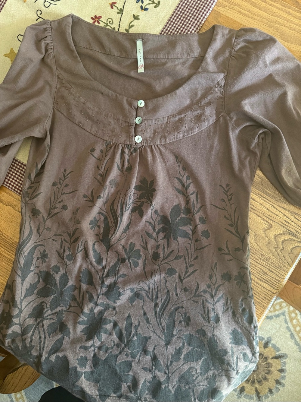 Olivia Moon Women’s Brown Floral Scoop Neck Top